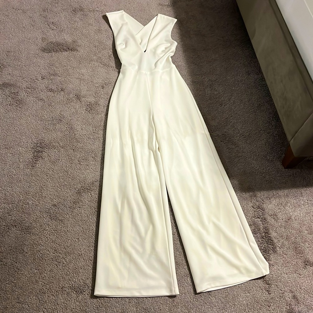Lulus white wide leg jumpsuit with crisscross back